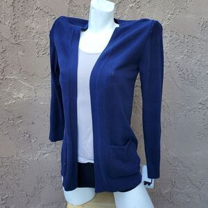 Leo & Nicole Navy Blue Open Front Cardigan